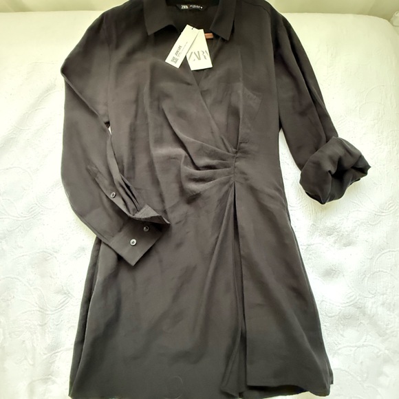 Zara Elegant Black Mini Dress NWT size L - Picture 8 of 12